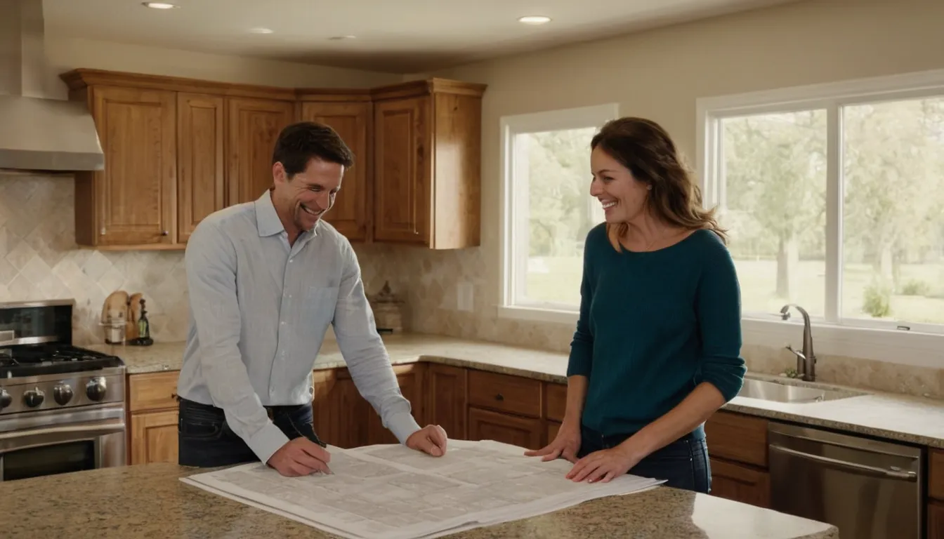 Homeowners reviewing kitchen remodel plans with a local provider in a bright Los Angeles home